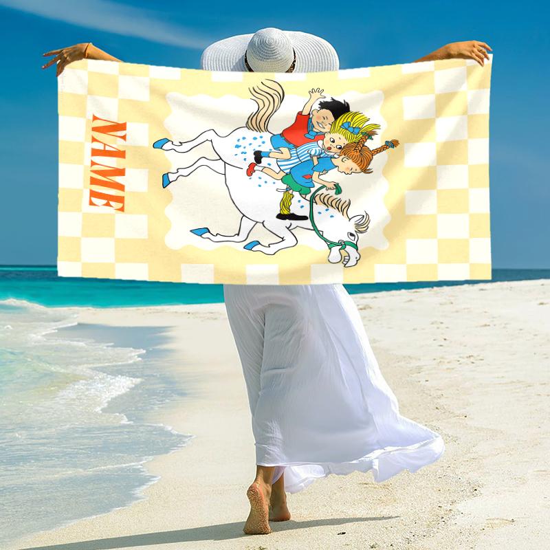 Personalized Pippi Adventures Beach Towel Microfiber Beach Towel Thin Absorbent for Beach Swimming Yoga Bath Sports. 0910248