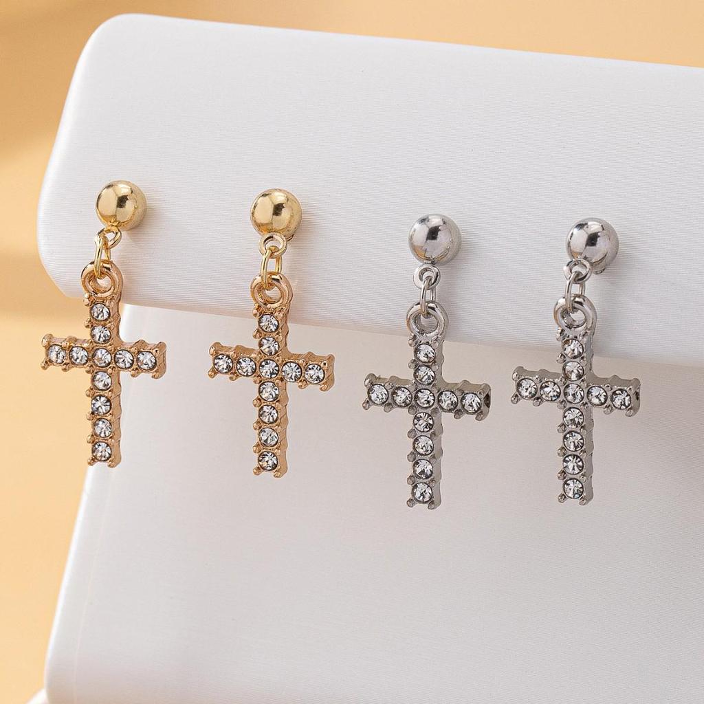 Trendy Women's Cross Ear Danglers – Popular European & American Style Earrings