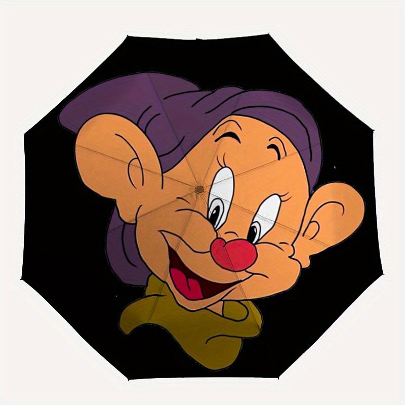 1pc Snow White Dopey Cartoon Pattern Automatic 3-Fold Umbrella, 8 Iron Frames, High-Value Folding Umbrella, Suitable for Office, Travel and