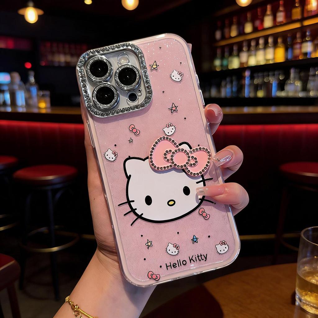 3D Rhinestone Bow Cat Phone Case for iPhone 14/13 - Sparkling Glitter