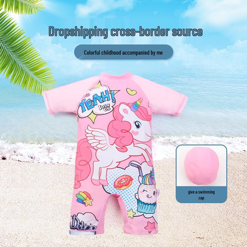 

Korean Style Unicorn Cartoon One-Piece Swimsuit for Girls Size 90 (Height 80cm, Weight up to 10kg)