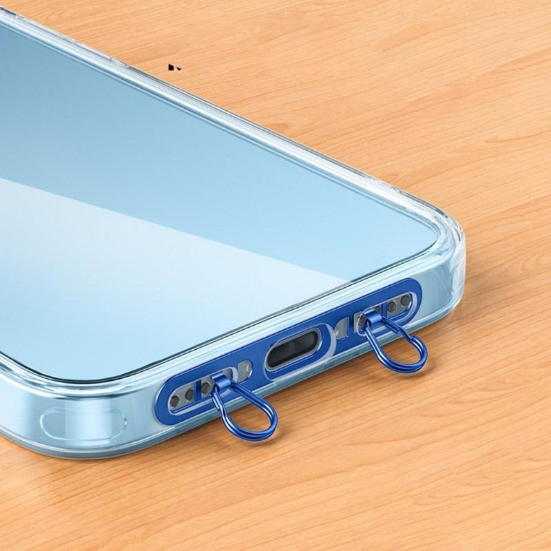 Not Loss Double Hook Phone Lanyard Side Mount Pad Metal Lanyard Clip with Two Rings Corrosion Resistant Clip for Phone