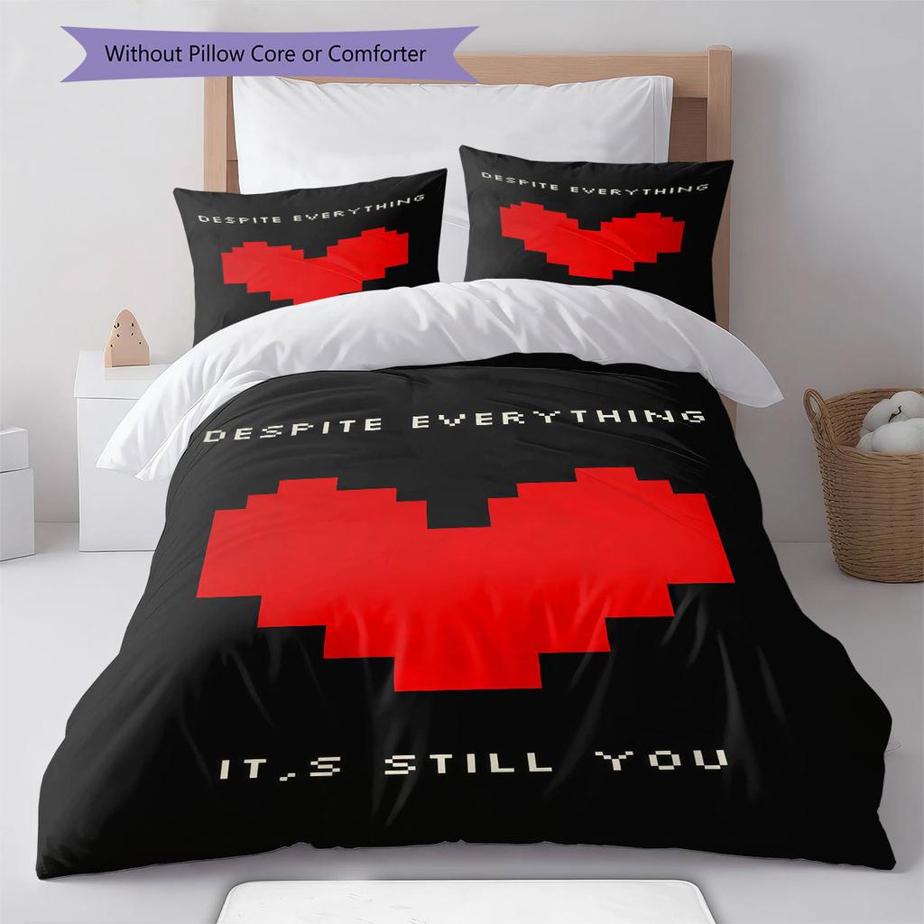 Deltarune Fierce Encounter Bedding Quilt Set Quilt Cover Pillowcase Home Decoration Birthday Gift (1 * Duvet Cover + 2 * Pillowcase, Without Core)