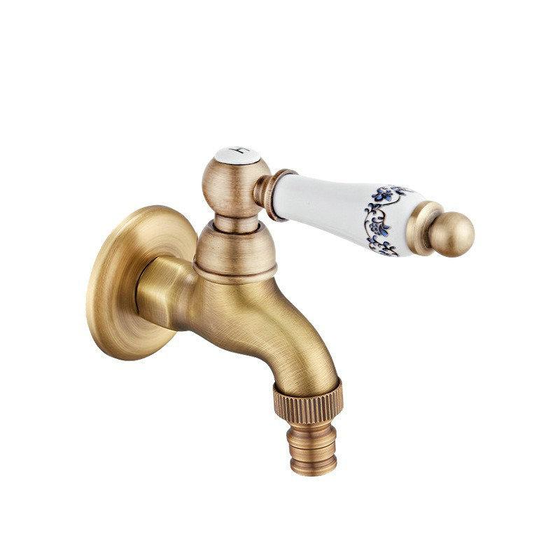 Grifo para Fregadero de Mopa de Estilo Europeo de Doble Uso con Rociador de Apertura Rápida - Agua Fría Única, Uno Entra Dos Salen