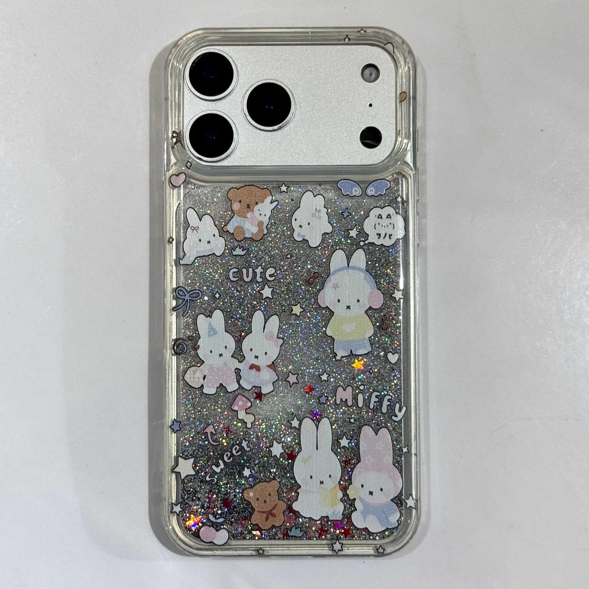 

Miffy Rabbit Flowing Sand Phone Case for iPhone 17 Pro Max and Apple 16 - Cute Cartoon Design iPhone 16 Pro