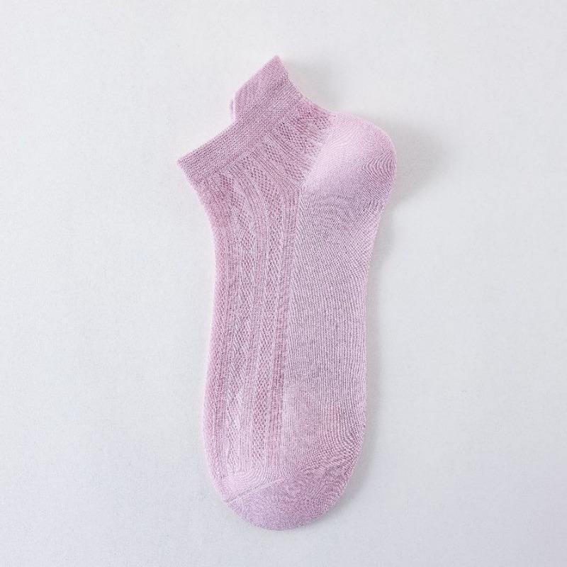 Women's Short Socks, Summer Thin Mesh Breathable Tiel Short Socks, Medium Short Leg, Spring and Autumn Short Shallow Mouth Boat Socks