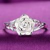 925 Silver Plated Rose Flower Ring for Women Creative Proposal Engagement Party Jewelry Gift