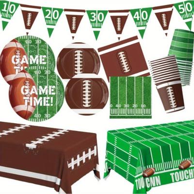 10Guests Rugby Disposable Tableware Super Bowl Party Paper Plates Napkins Cups Sports Rugby Happy Birthday Party Decor