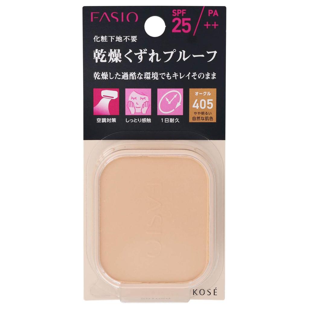 FASIO Powerful Stay Moist Foundation Slightly Natural Skin 10g 405, Lighter, Tone, Refill,