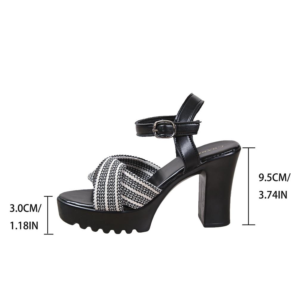 Fashion New Cross-strap High-heeled Sandals for 2025 Fashion Women's Sandals, Summer Women's Large-sized Thick-heeled One-strap Sandals