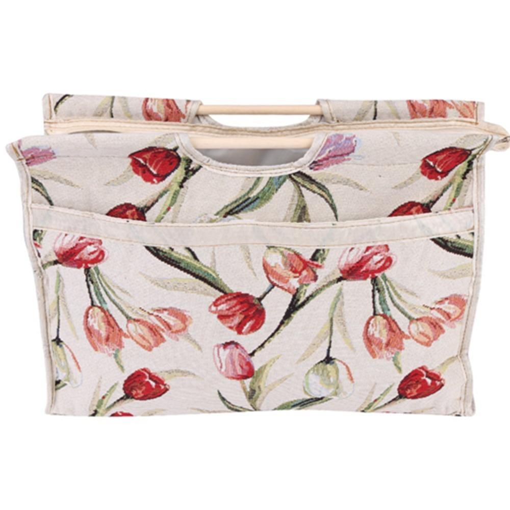 

Wood Handle Yarn Storage Bag Foldable Design Tote Organizer Storage Knitting Bag Sewing Tools
