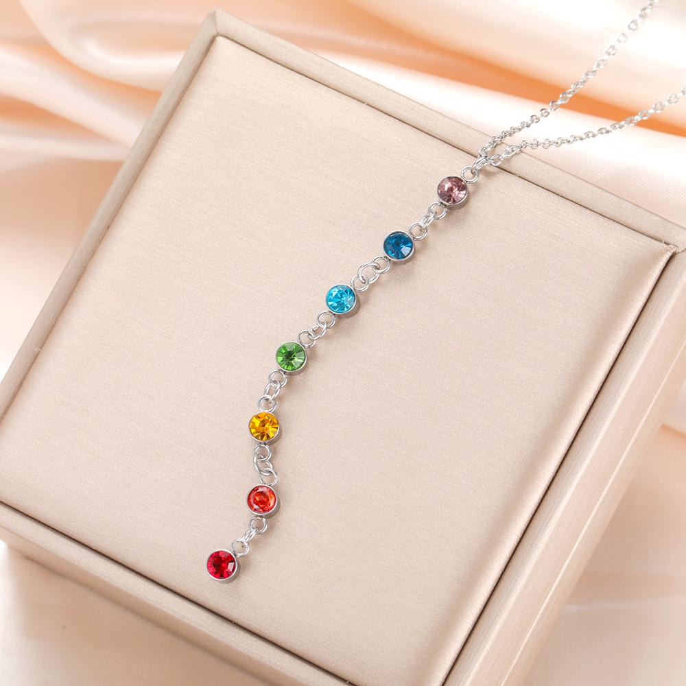 Dawapara Rainbow Seven Chakras Crystal Healing Necklace Chakra Protection Crystals Choker Spiral Charm Stainless Steel Jewelry