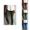Womens Casual Slim High Elastic Pencil Long Pants Leggings In Vibrant Blue Green And Classic Black
