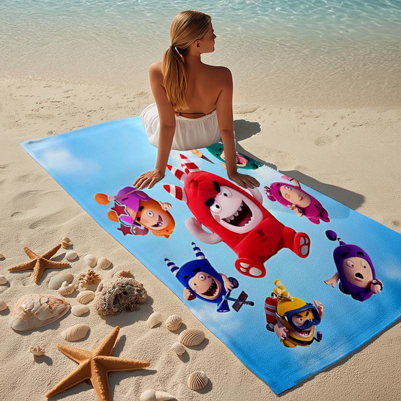 proof beach towel with a Oddbods pattern - soft,absorbent,quick-drying,machine washable - perfect for swimming,camping,bathing
