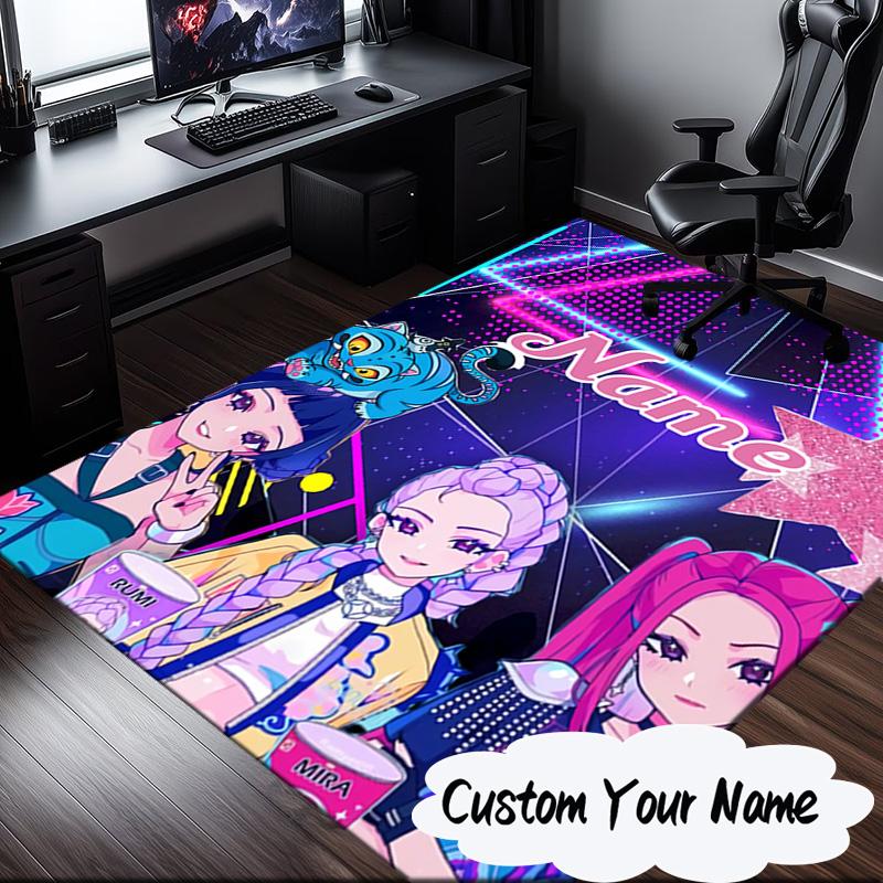 Custom Name KPop Cartoon Carpet, Chair Rug,Area Rug for Office Bedroom living rooms bedroom, Doormat decor Christmas fan gifts