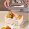 Kunststoff Kinder Brotdose Tragbar Unterteilt Mikrowellengeeignet BPA-frei Bento Box Mit Gabel Schnallenverschluss Lebensmittelbehälter Für Zurück zur Schule Arbeit