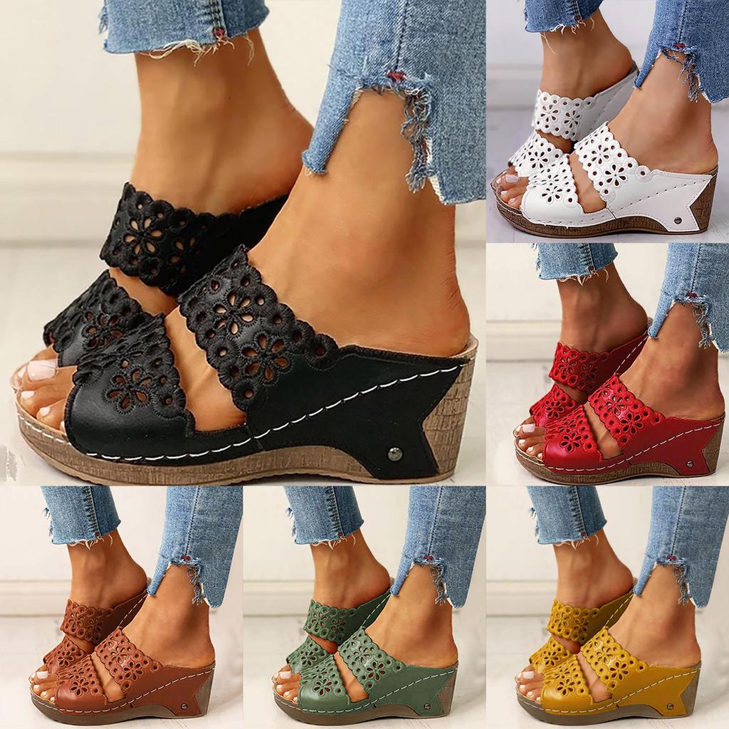 Patriotic Sandals For Women Women Solid Slip On Casual Open Toe Wedges Comfortable Beach Shoes Sandals Sandalias De TacóN