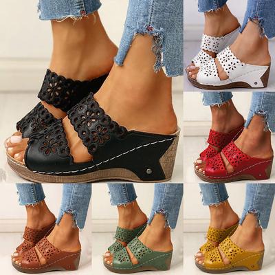 Sandalias Patrióticas Para Mujer Mujer Sólido Slip On Casual Cuña Punta Abierta Cómodas Zapatos de Playa Sandalias Sandalias de Tacón