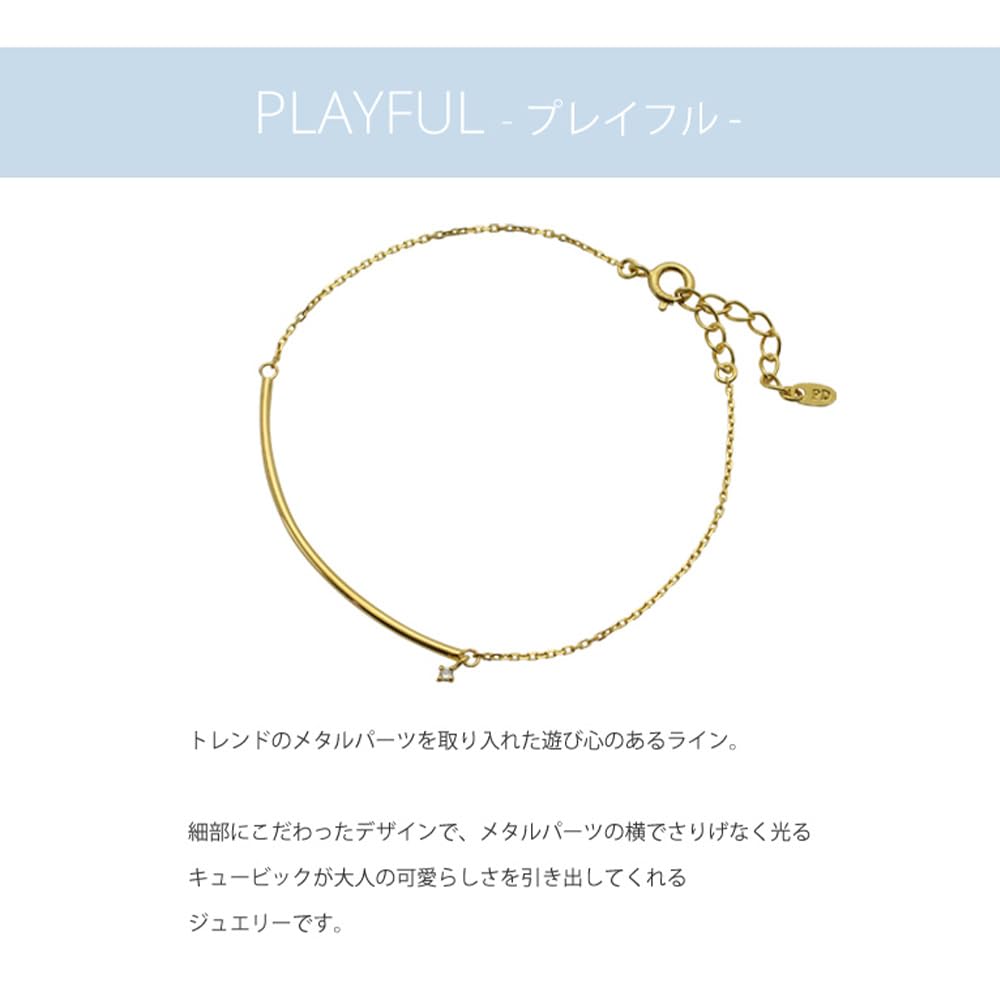 Pinky Dianne Silver Bracelet Bar with Yellow Gold Plated Cubic Zirconia & (VBLPD53209)