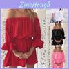 Elegant Women's Holiday Off Shoulder Mini Dress Featuring Chic Frill Ruffle Design