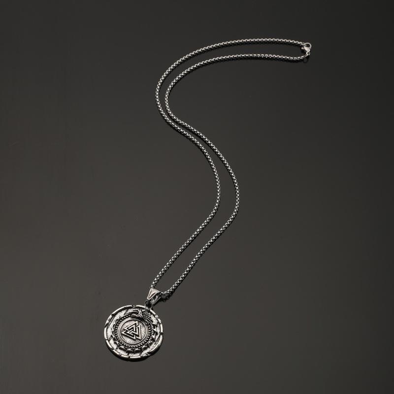 Retro Viking World Serpent Pendant Necklace with Odin Shield - Men's Norwegian Party Accessory