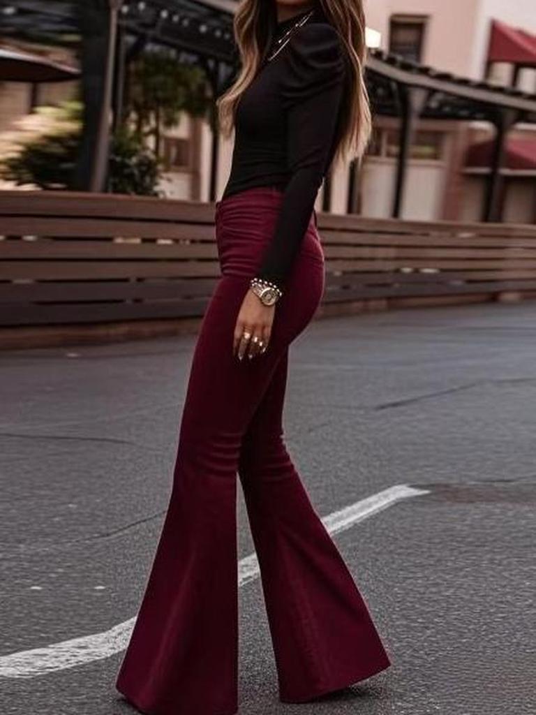 Corduroy Pants Women's Long Trousers Four Seasons Home Clothes Slim Fit Women's Bell Bottom Casual Pants Spot