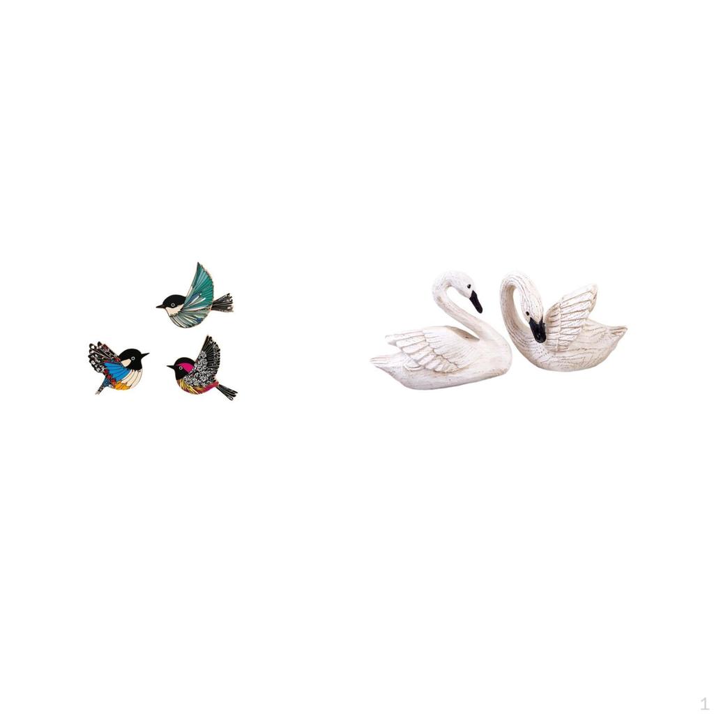 Wooden Bird Wall Art And Resin Swan Sculptures for Garden Study Room Farmhouse Bedroom Office Living