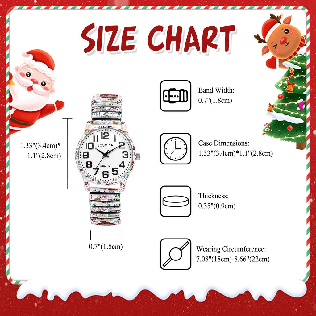 Women's Christmas Watch, Free Size, Stylish Analog Display, Stainless Steel Band, Waterproof, Quartz Movement, Fashion Accessory - Birthday,