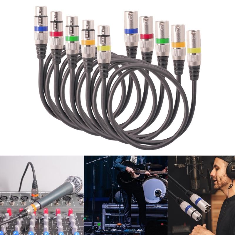 5pcs Professional R Male to Female Microphone Cable 3Pin R  Microphone Cable for -Stage Light Turn around