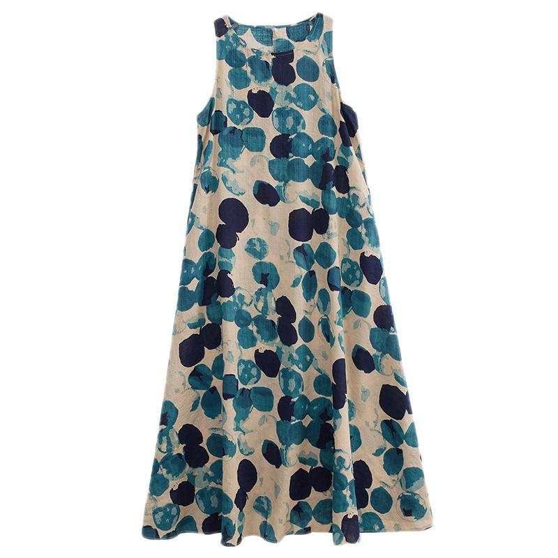 Women's Literary Loose Sleeveless Midi Dress - Summer 2025 Print