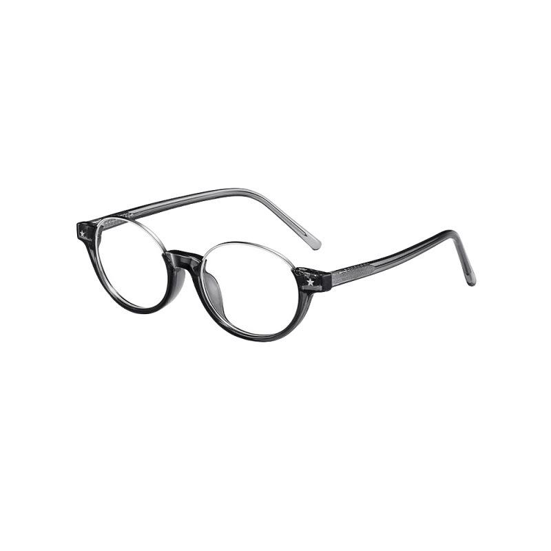 Vintage British lower half frame oval glasses frame female European and American tortoiseshell nerd glasses anti-blue light glasses frame