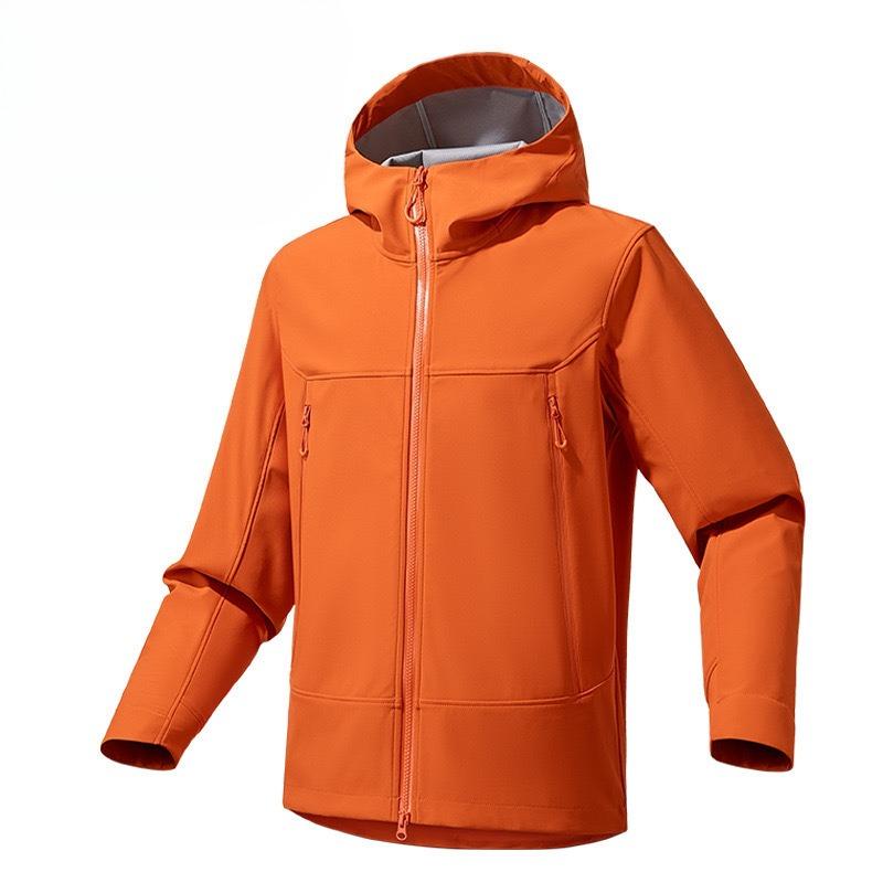 Men's Outdoor Windproof and Waterproof Large Pocket Hooded Plus Velvet Soft Shell Jacket Autumn and Winter Mountaineering Suit