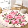Modern Botanical Flower Round Carpet Soft Non-Slip Decorative Doormat Machine Washable Floor Rug for Kitchen Bathroom Office