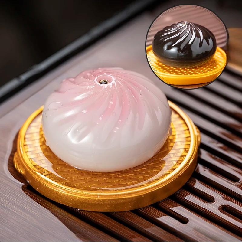 Color-changing Small Steamed Buns Tea Pet Ornaments Creative Tea Tray Decorative Household Resin Handicrafts Teaware Accessories
