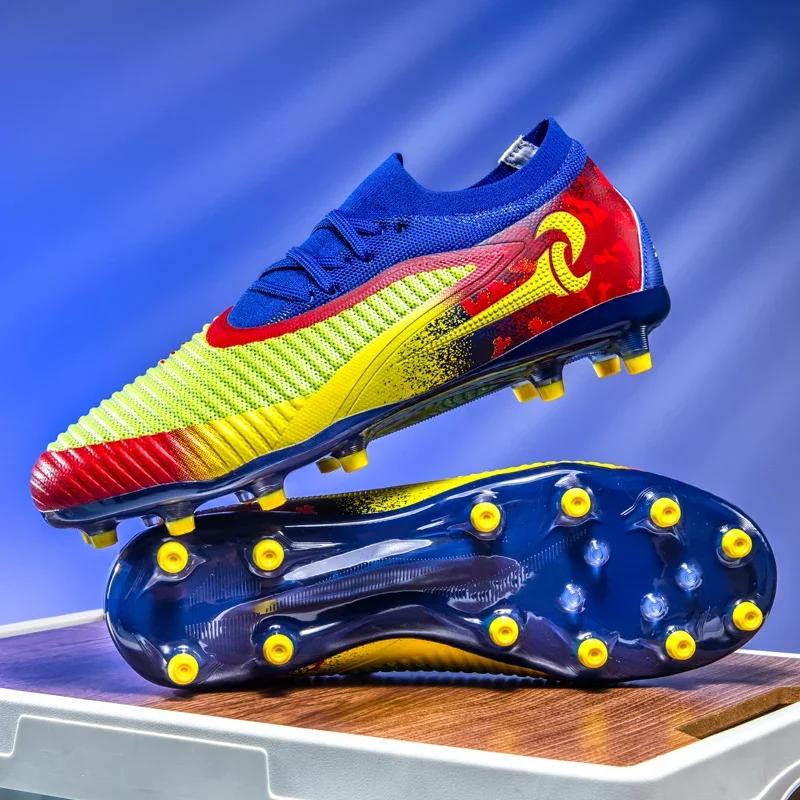 

New Men Training Cleats Soccer Shoes Outdoor Sport Boys Football Boots Adult Non Slip Long Spikes Breathable Match Comfortable 35