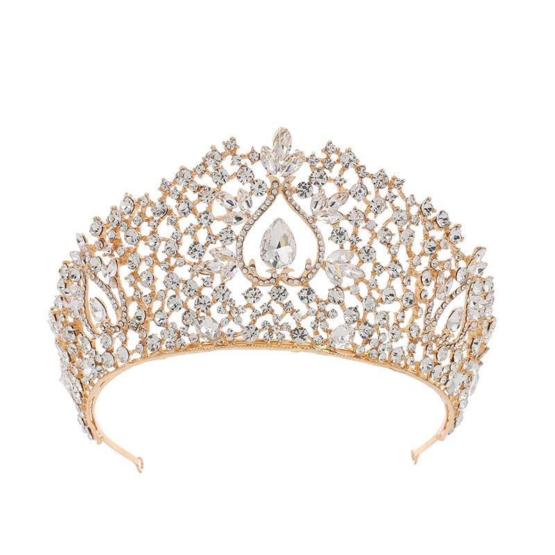 Coroa de Noiva Tiara Vestido de Noiva Coroa de Aniversário Nova Princesa Roxa Festa Coroa de Cristal