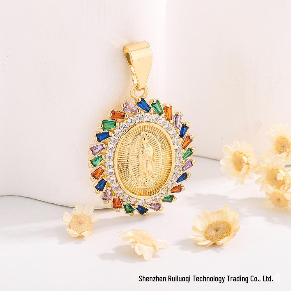 Retro Virgin Mary Zirconia Gold-plated Pendant