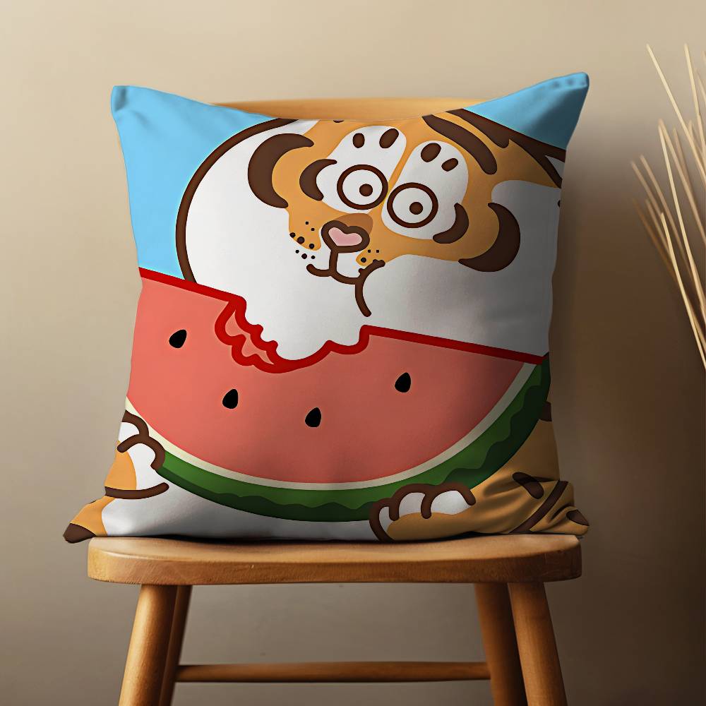 Funny Cute Cartoon Tiger Throw Pillow Case For 45*45cm,55*55cm,30*30cm For Home Bedroom Decoration And Protector