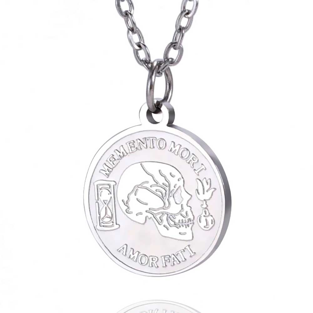 Round Coin Compass Pendant Necklace for Men Women Viking Star Butterfly Stainless Steel Choker Jewelry Hip Hop Accessories Gift