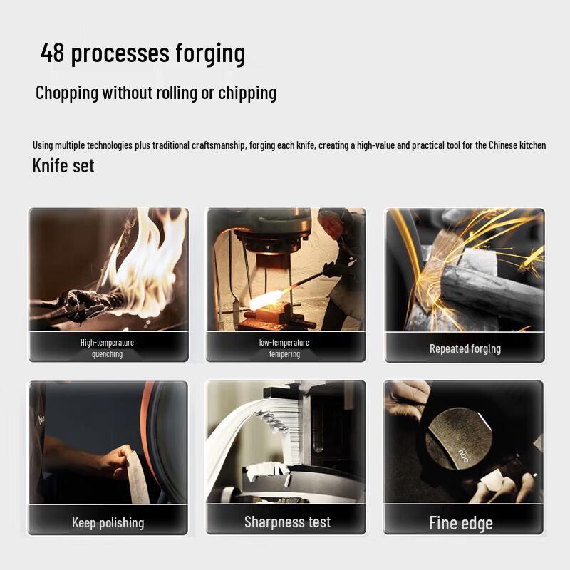 OOU Master Series Schwarzes Messer 7-teiliges antibakterielles Camping-Set