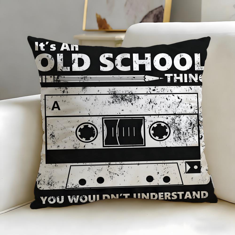 classic music theme Music Tape Cushion Cover Soft EasyWash Pillow Case Versatile for Couch Bed Travel and Office