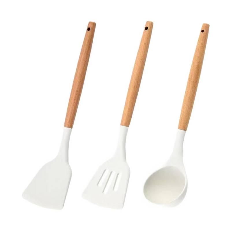 High-Temperature Resistant Wooden Handle Silicone Spatula, Non-Stick, Ideal for Stir-Frying and Daily Cooking
