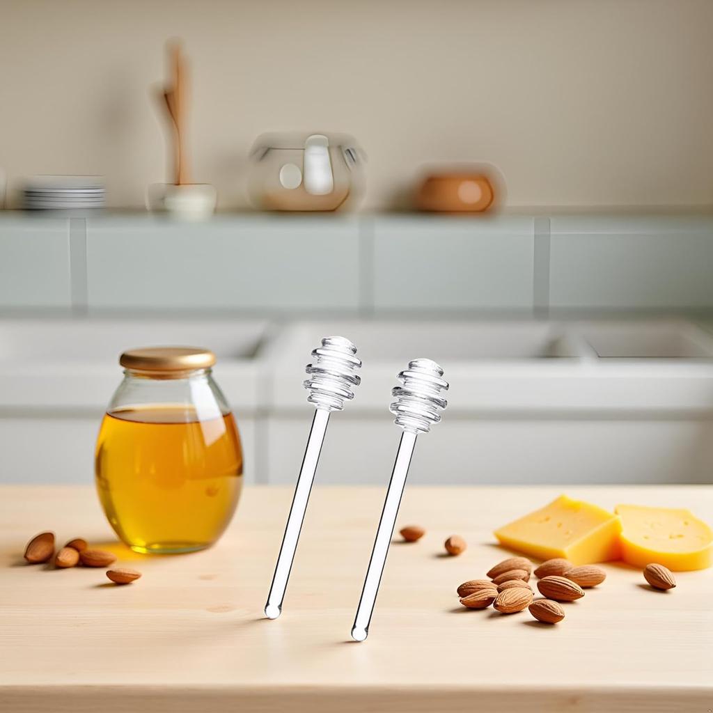 Transparent 6" Glass Honey Dipper Sticks Stirring Sticks Server Honey Spoon Dipper Stirrer Honey Wand for Honey Pot Jar Containers Honey Dispense