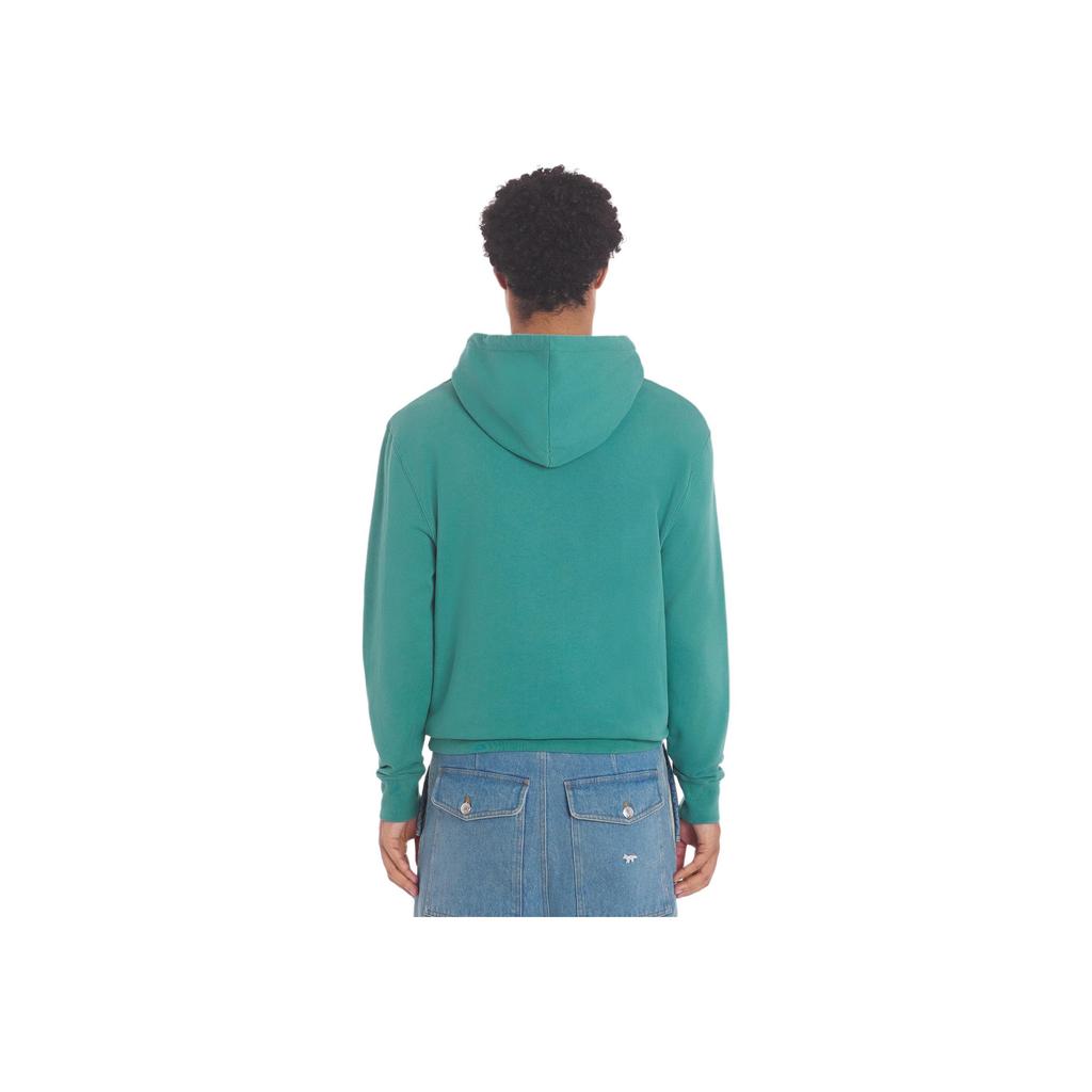 Maison Kitsune SS24 Fox Head Embroidery Patch Hoodie Solid Color Pullover Long Sleeve Sweatshirt Men Sweatshirt Pine-Green LM00702KM0001-P373