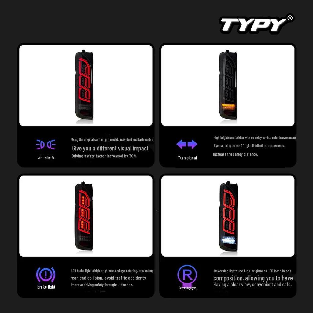 Upgraded LED Taillight with Sequential Signals for 2005-2018 Toyota Hiace 200