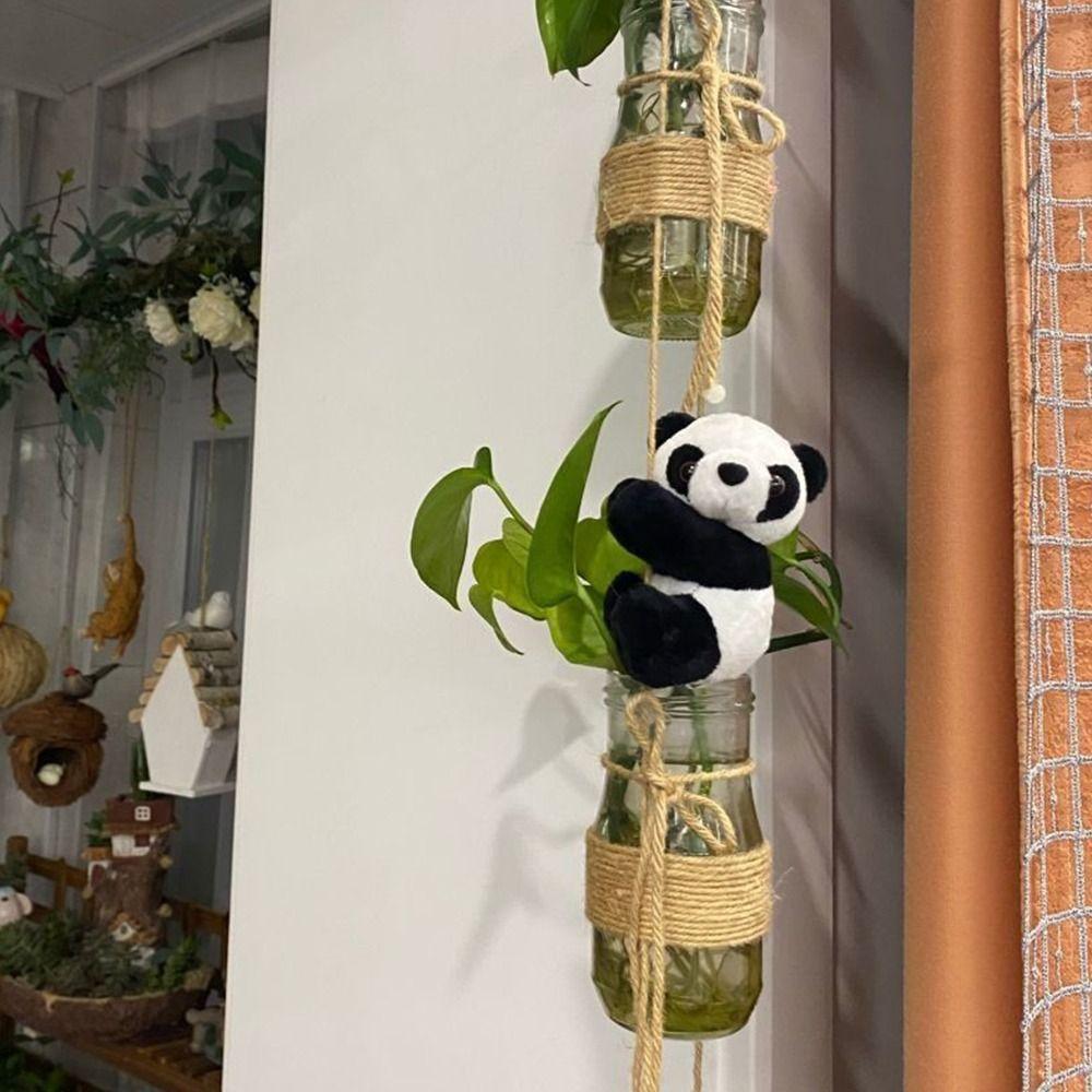 Plant Potted Ornament Plush Animal Toys Curtain Clamp Stuffed Doll Mini Hugging Panda Clip