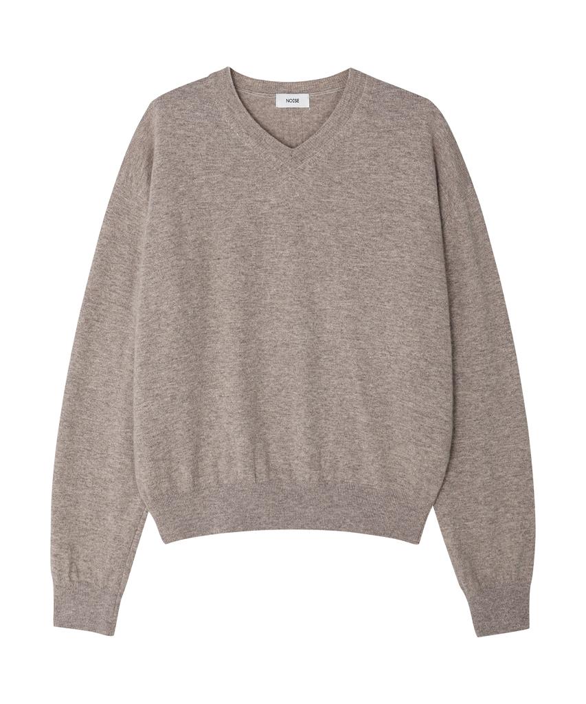 NOISE Cashmere Merino Wool V-Neck Knit - Beige