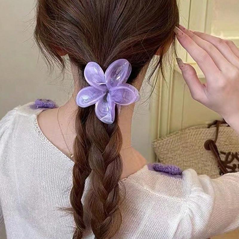 

Заколки для волос большого размера с цветочным дизайном, элегантные изысканные персонализированные аксессуары для волос для женщин, универсальные для повседневной носки фиолетовый