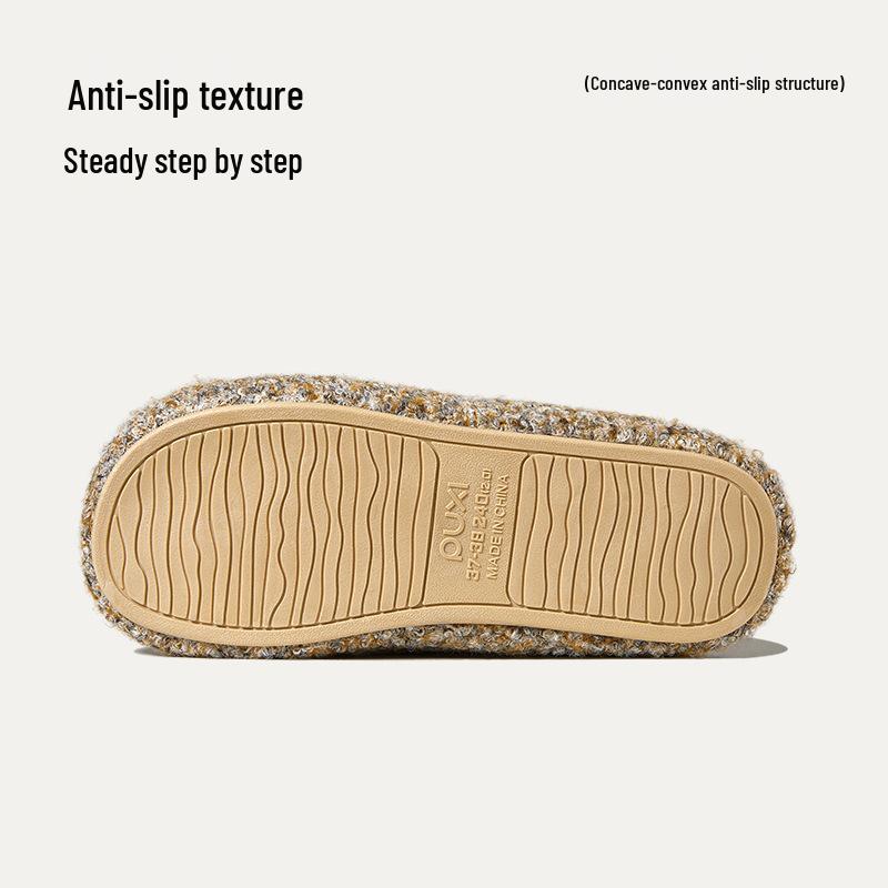 Puxi Women's Winter Floral Cotton Bowknot Slippers - Non-slip, Warm, Plush Indoor Footwear for Women and Men.