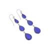 Natural Lapis Lazuli Dangle Earrings: 925 Sterling Silver
